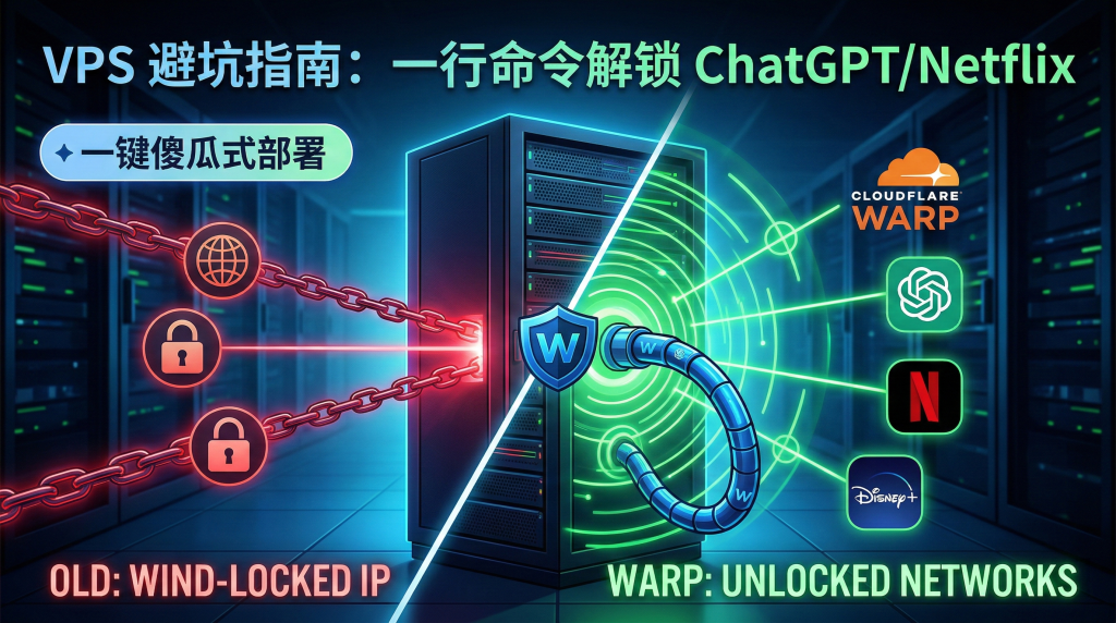 【解锁神器】买的 VPS 无法访问 ChatGPT/Netflix?一键部署 Cloudflare WARP 完美复活!-心海漪澜